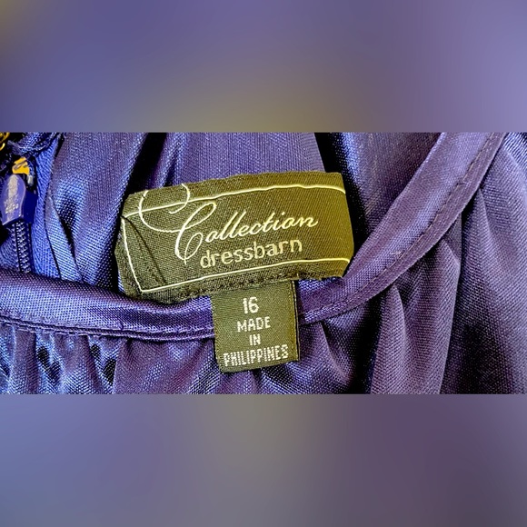 Dress Barn Blue Cape Sleeve Midi Dress Size 16 Shiny - Picture 3 of 9